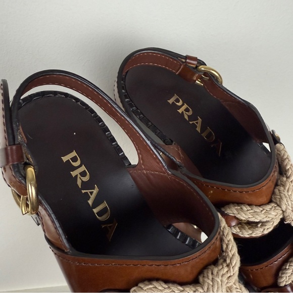 Prada Rare 2020 Rope Detail Leather Sandals - Picture 7 of 9